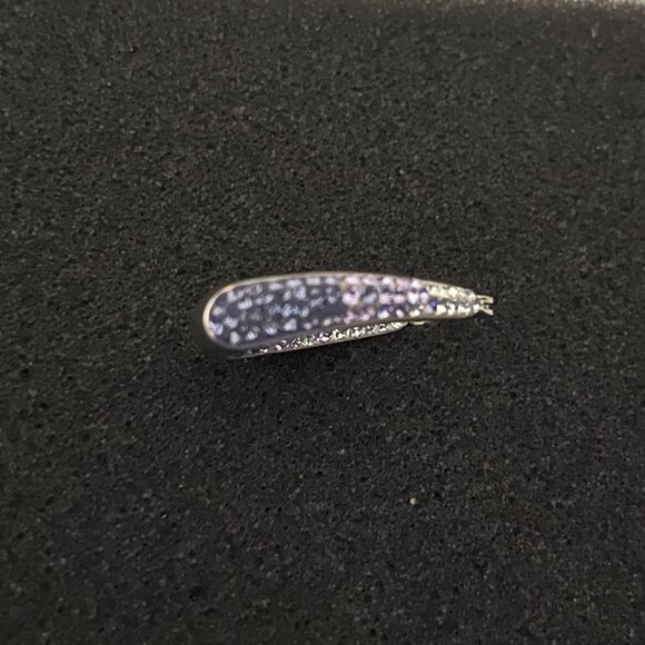 Purple to White Ombre Crystals Inside Out Hoop Earrings Sterling Silver 925 AU - Picture 9 of 12